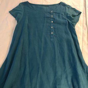 Cut-Loose women size Medium linen short-sleeve turquoise tunic